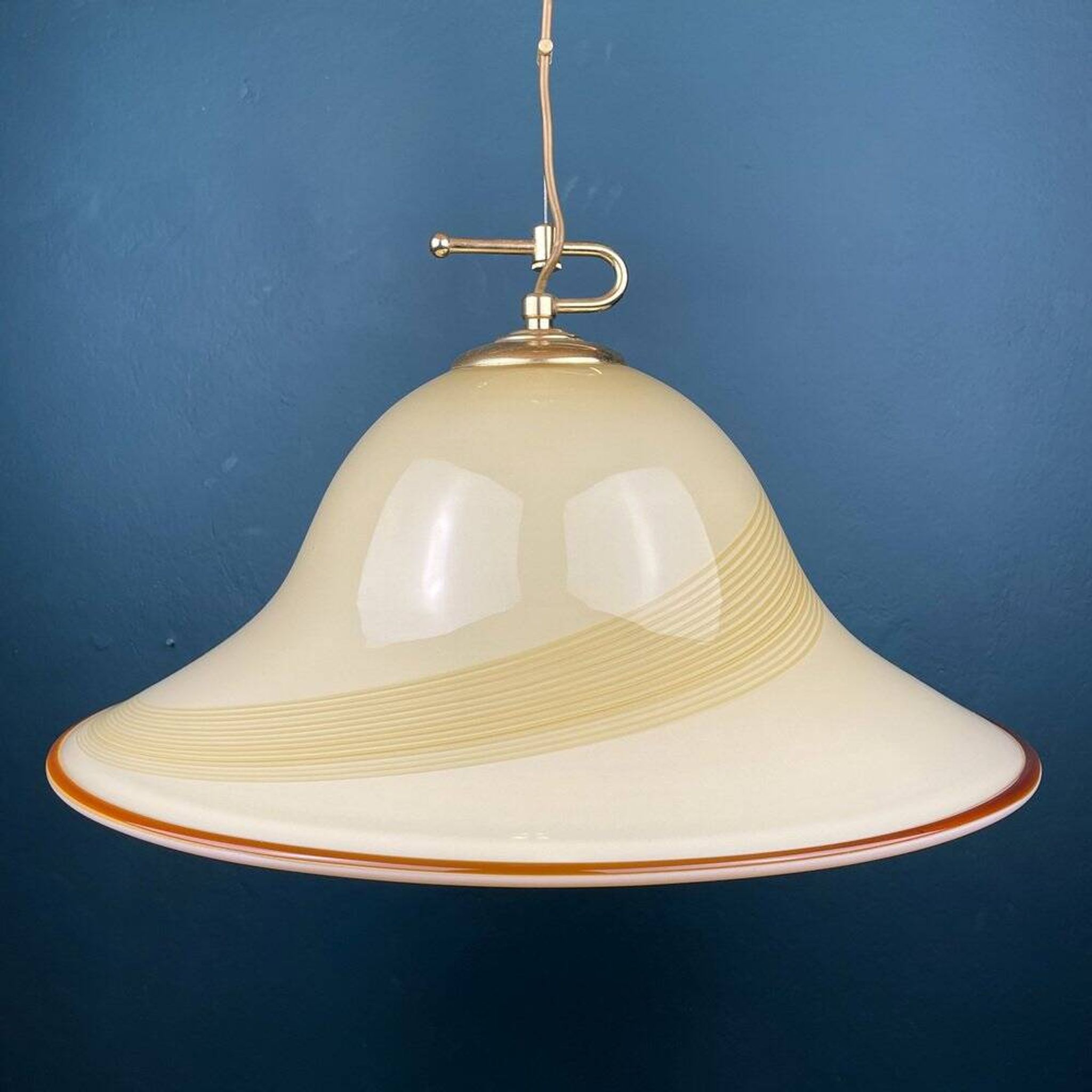 Beige Murano glass pendant light by De Majo, Italy, 1970s.