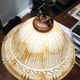 Vintage honey marbled glass pendant light with patinated metal – 1990s