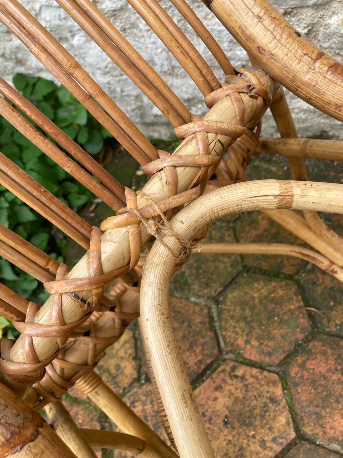 Lot de 10 chaises en rotin vintage