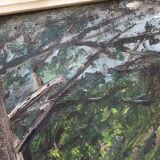 Landscape painting gorge at the river