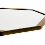 Large unusual Italian Mid Century Modern octagonal brass wall mirror