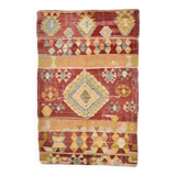 Tapis Kilim turc vintage rouge et vert 4x7 135x210 cm SK 2239
