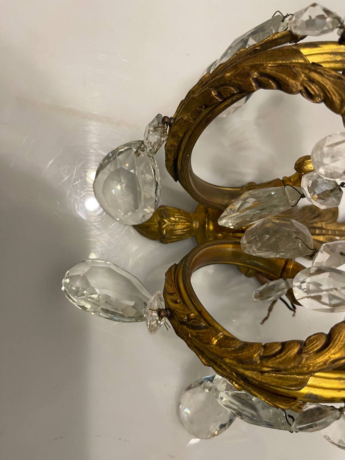 Crystal Bronze Sconces Set of 2 1950’s