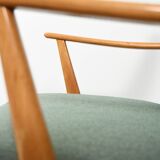 Scandinavian Beech Armchair with green wool upholstery, 1950-60s