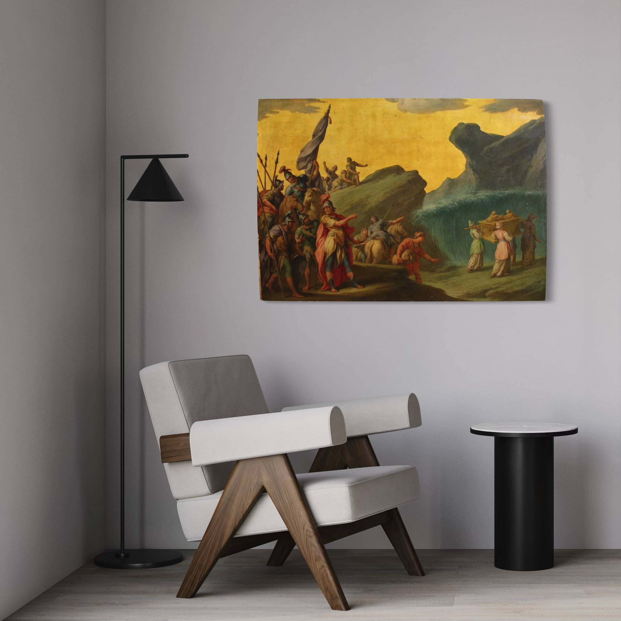 18th-century Italian panel painting, the Crossing of the Jordan