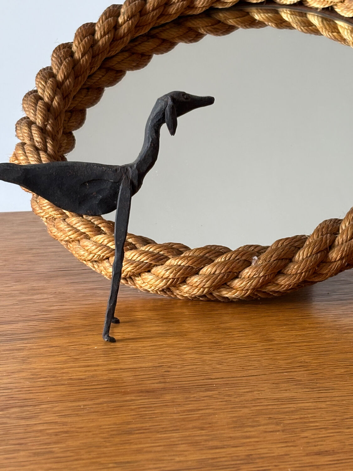 Miroir audoux minet vintage corde 1950