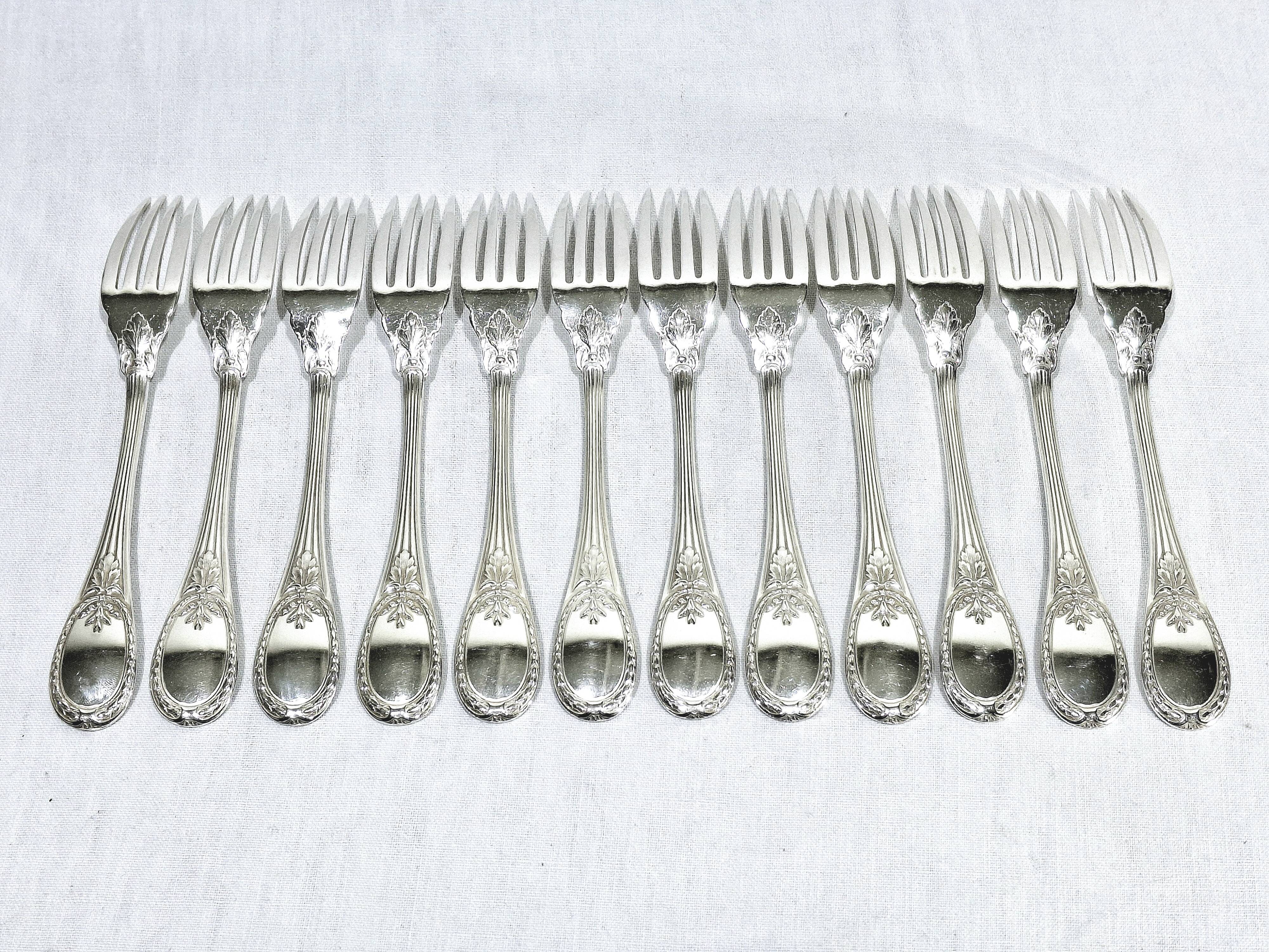 Christofle Cutlery Set - Trianon Model - 155 Pieces, Silver-Plated Metal