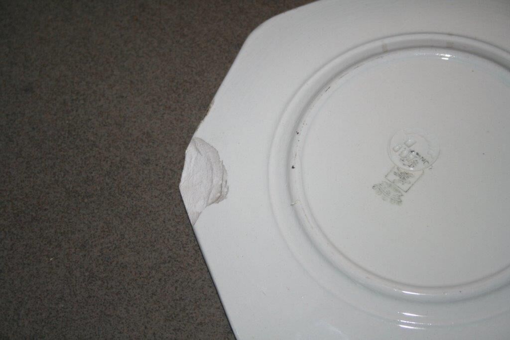 8 octagonal Longwy flowery bouquet art déco dessert plates
