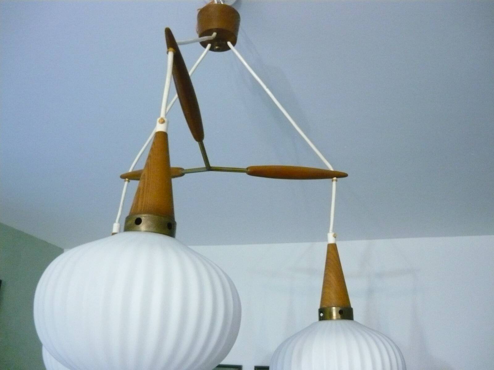 Teak pendant lamp by Louis Kalff 1950s