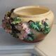 Grand Cache-pot Barbotine Art Nouveau - Décor Pavots Polychrome