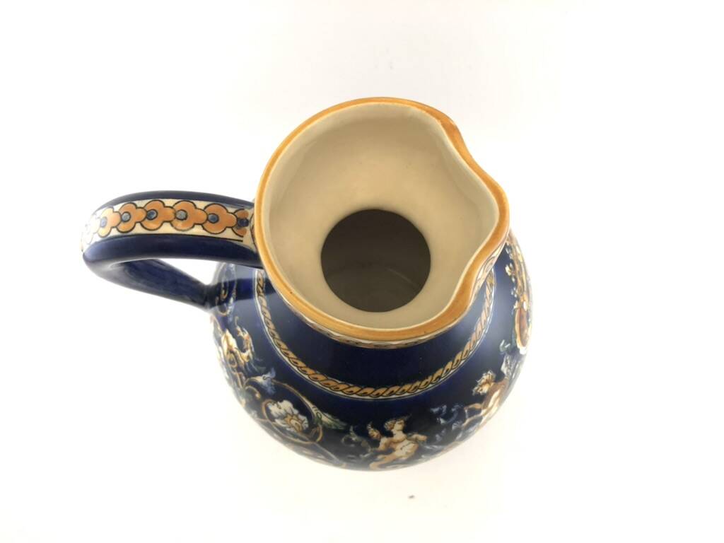 Grand pichet en faïence bleue de Gien – Modèle Renaissance