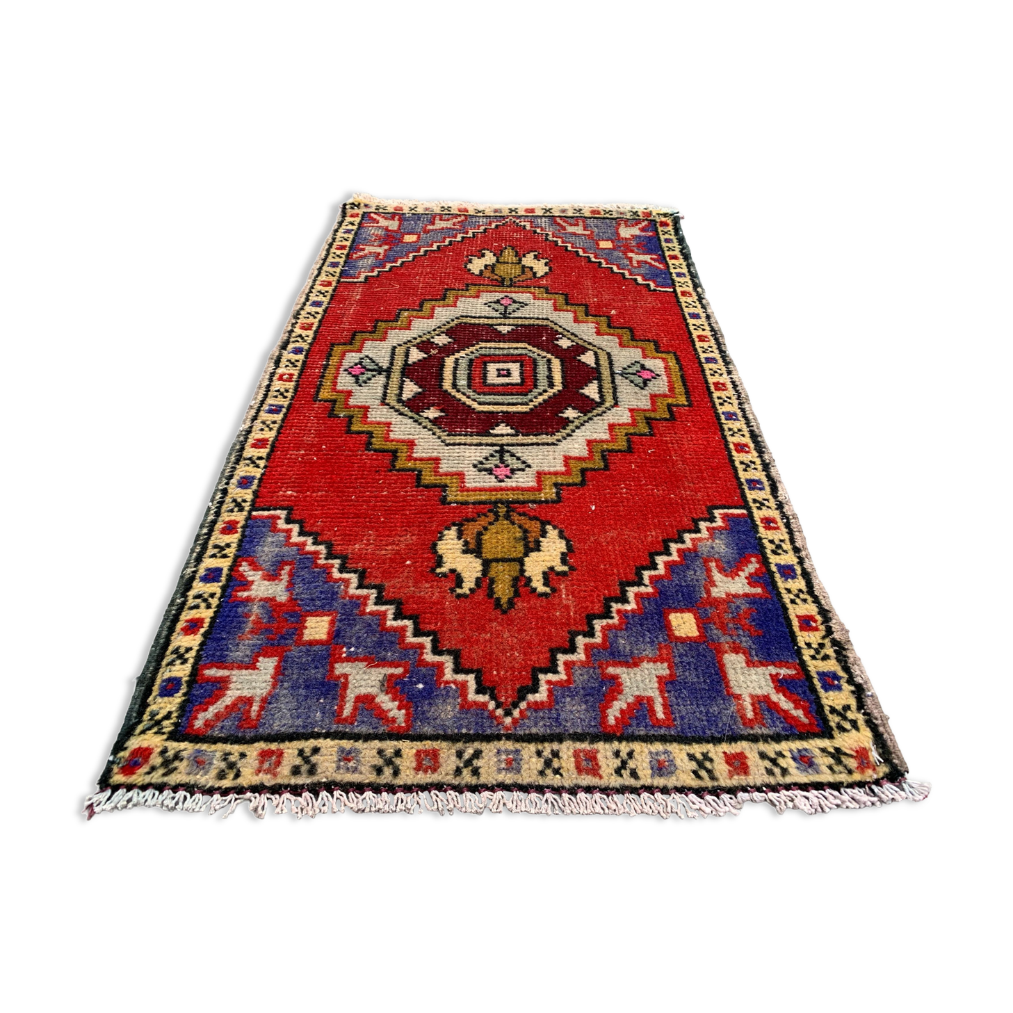 Small Vintage Turkish Rug 97x54 cm, Short Runner, Tribal, Shabby Chic