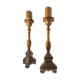 Pair of ancient carved gilded wood candlesticks - 18th century