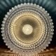 Vintage globe wall or ceiling light in molded diamond-point glass