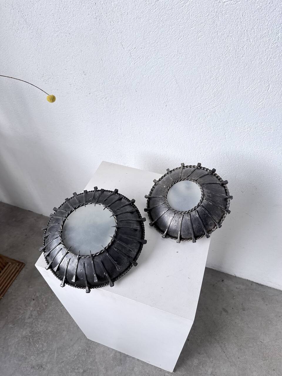 Brutalist "nail" wall sconces