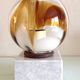 Polychrome glass globe lamp on marble base / vintage 60s-70s