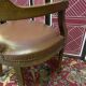 Fauteuil de bureau vintage en bois et cuir marron clouté