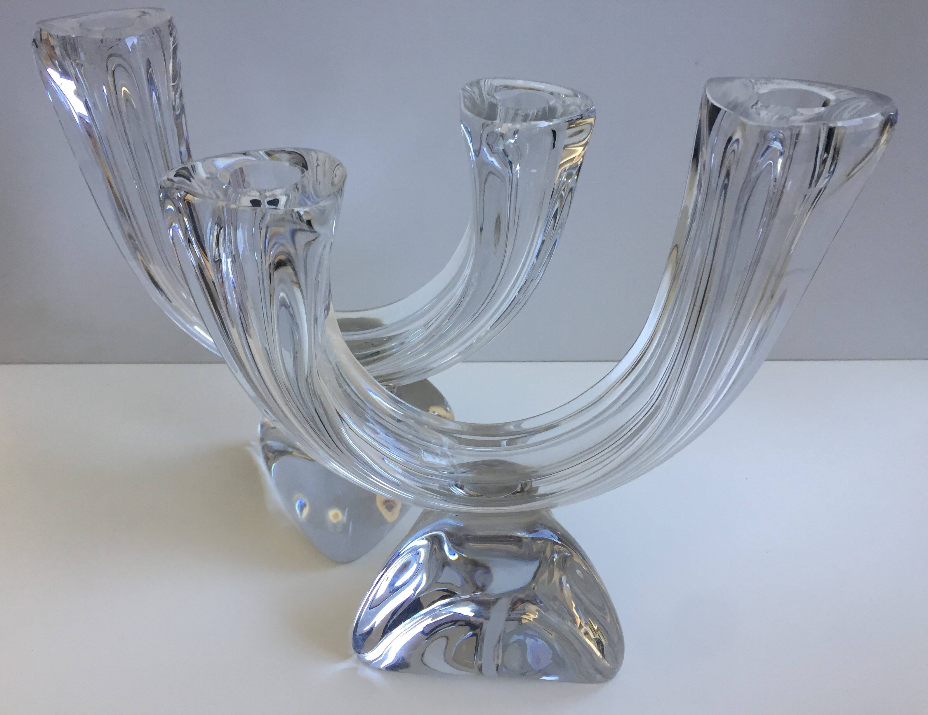 Pair large candlesticks crystal candlesticks cristallerie de lorraine