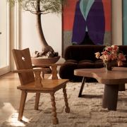 Pair of brutalist armchairs, oak, France, circa 1950.