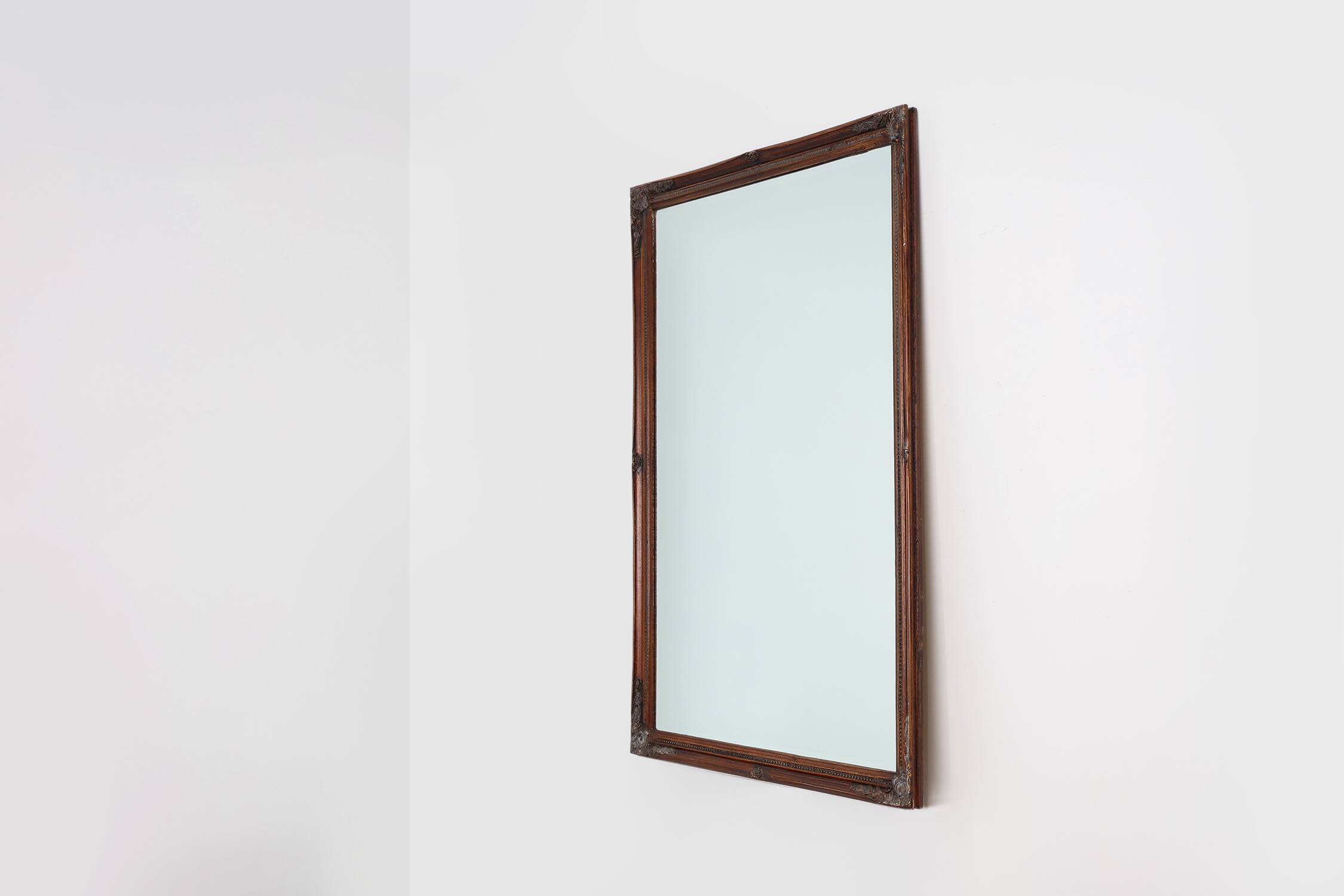 Antique French Facet-Cut Mirror in Carved Wood, circa 1850