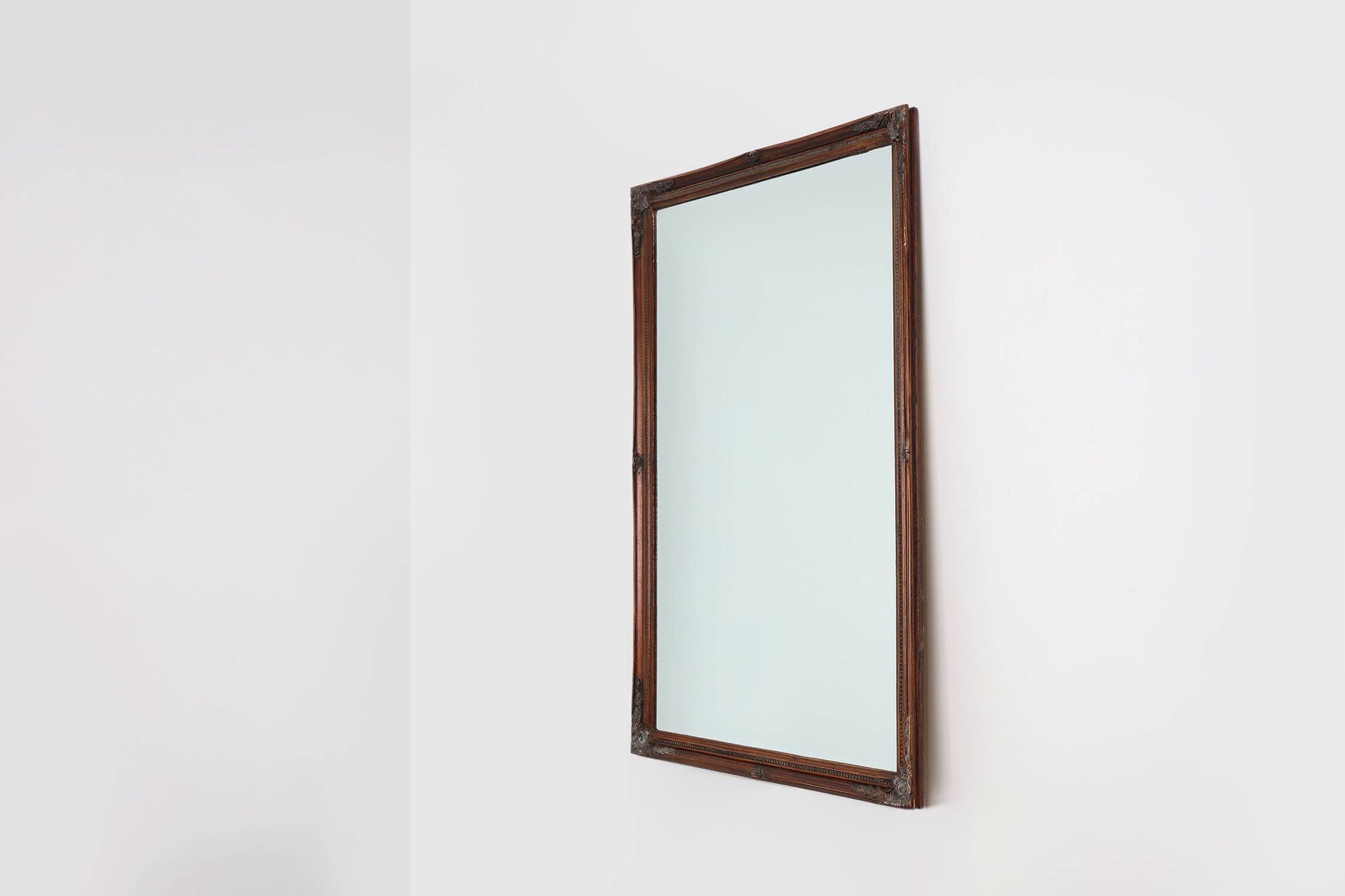 Antique French Facet-Cut Mirror in Carved Wood, circa 1850