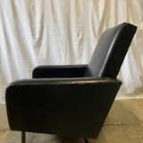 Black skai armchair from the 50s and 60s