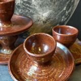 Four pyrite stoneware shells