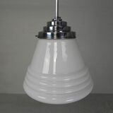 Art Deco pendant lamp with ribbed white globe, 1930s