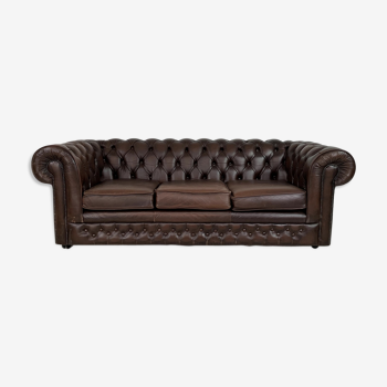 Chesterfield sofa in 70s brown leather