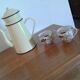 enamelled, yellow coffee maker. Vintage 50