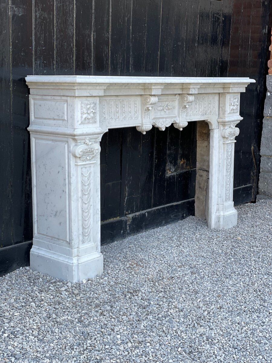 Napoleon III fireplace in Carrara marble
