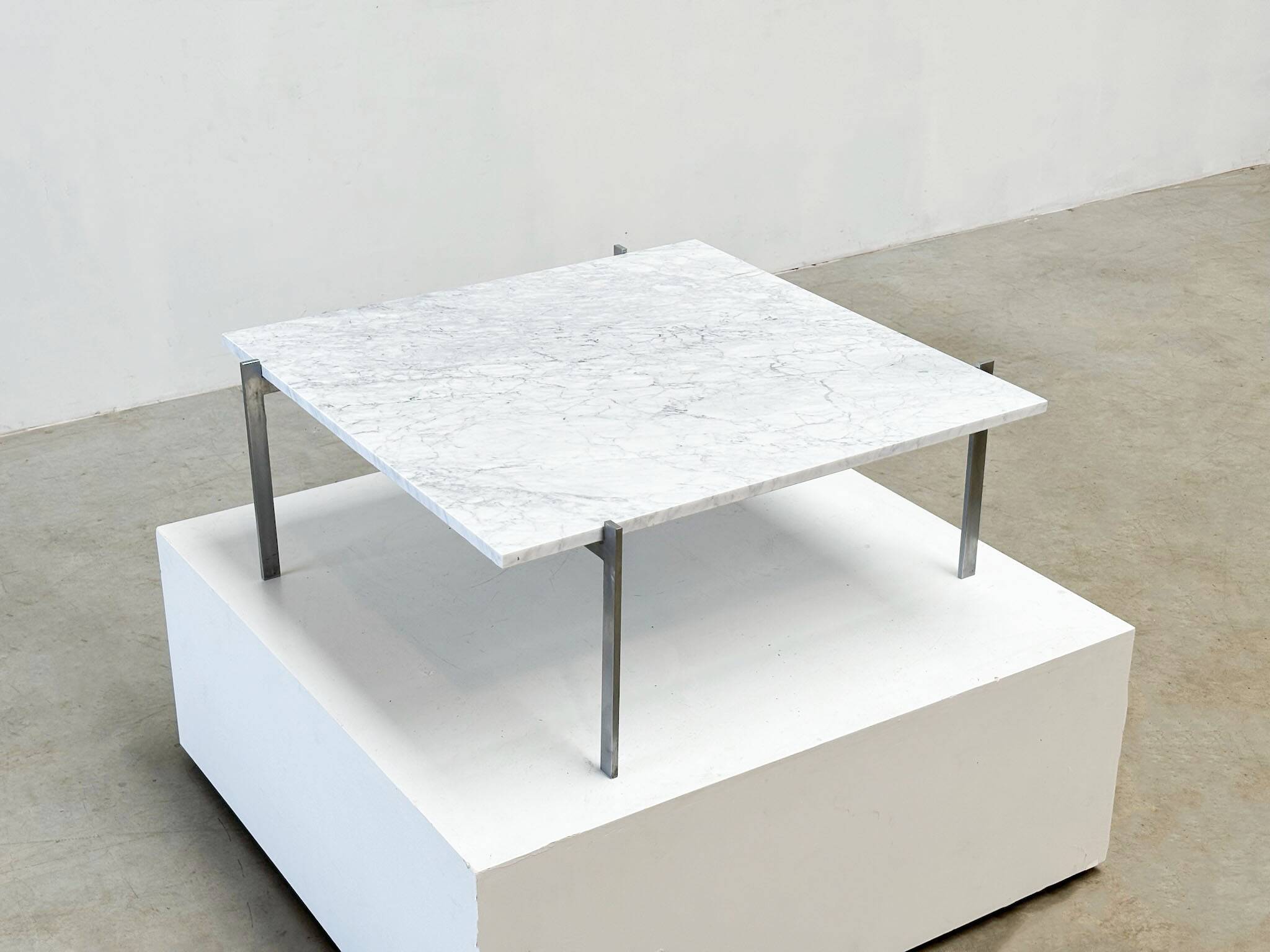 Early PK61 coffee table by Poul Kjaerholm EKC Denmark 1956 with Carrara marble top