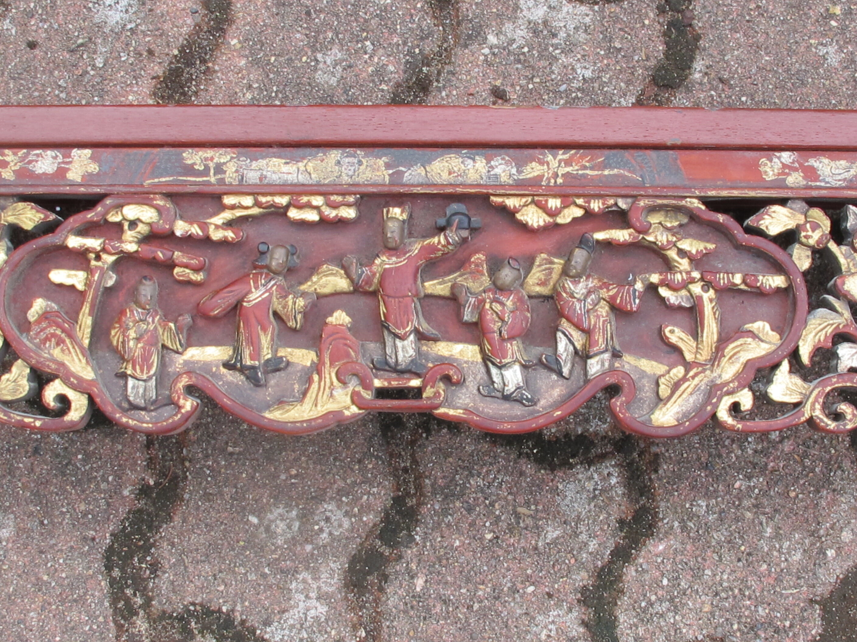 Chinese carved wooden headboard