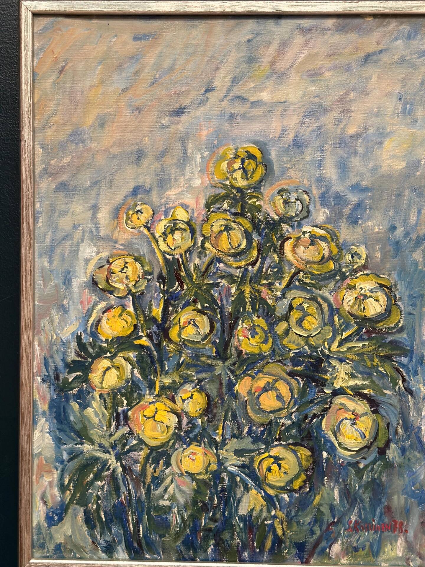 Swedish Oil on Canvas – “Flower” by S. Koskinen – Dated 1978