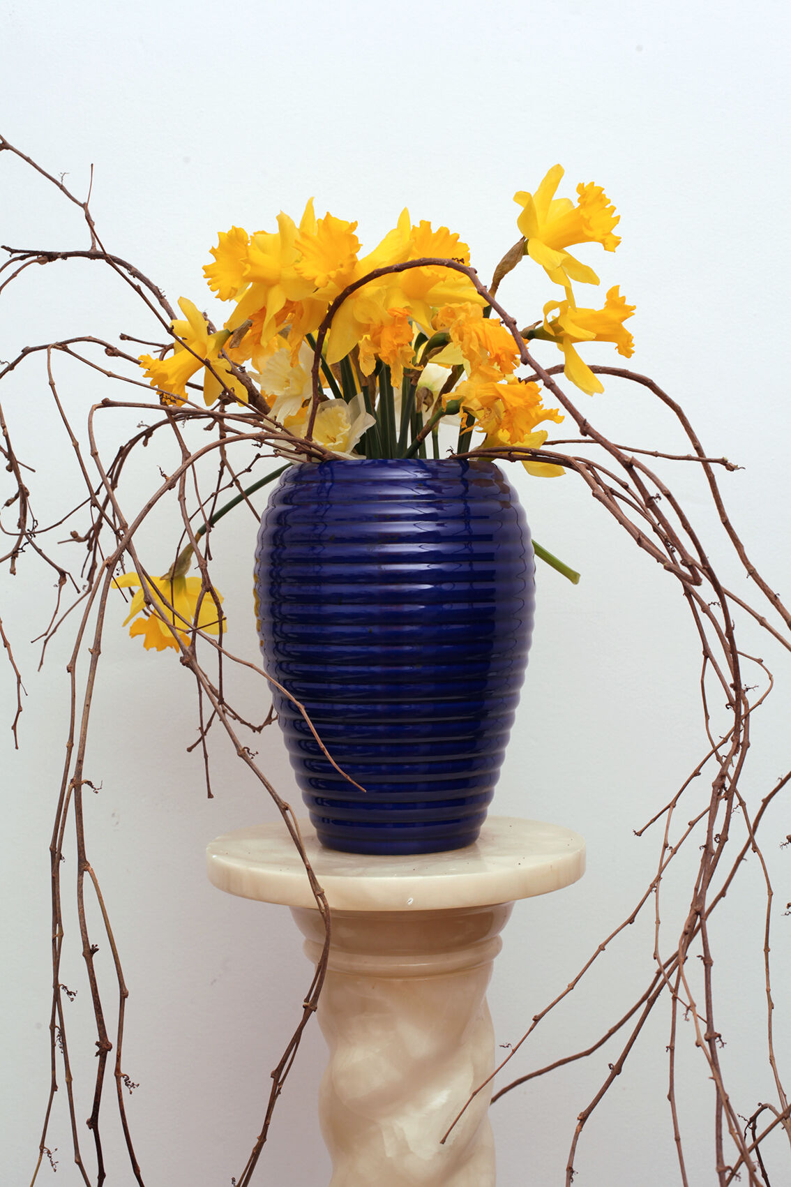 Blue Ceramic Vase - layered ring shape