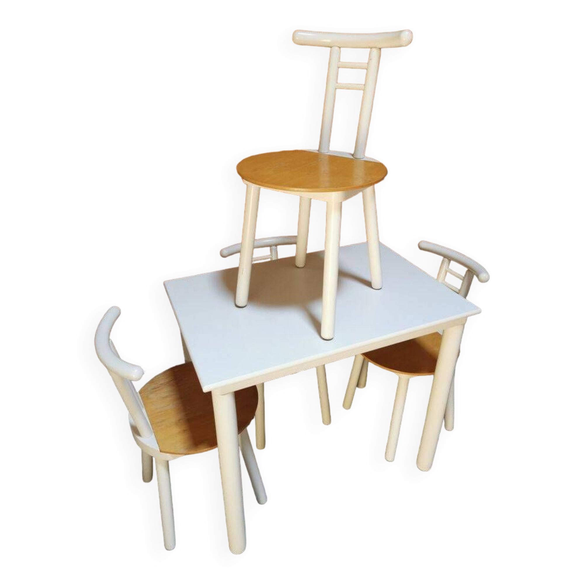 small kitchen table + 4 chairs. Design Vintage Italy 80's