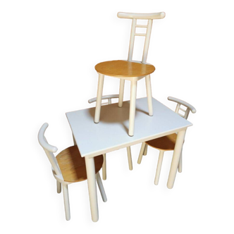 small kitchen table + 4 chairs. Design Vintage Italy 80's