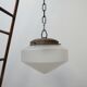 Etched glass and brass antique german conical pendant light