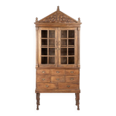 Grande armoire vitrée à 8 tiroirs en bois