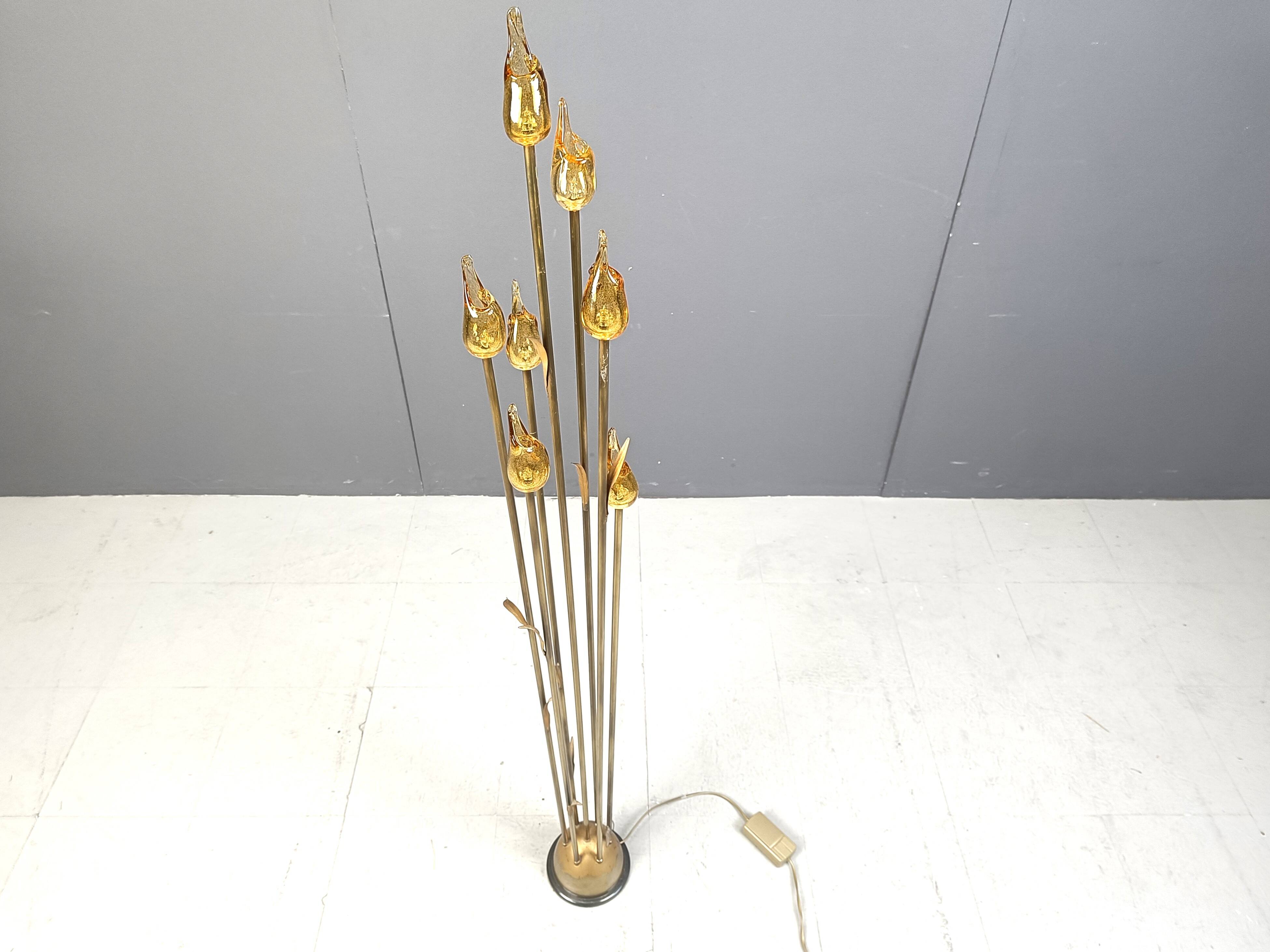 Murano glass leaf Floor Lamp, 1980s