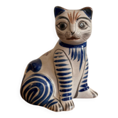 Sculpture chat en céramique émaillée Tonala Jalisco Mexique Hecho Silva
