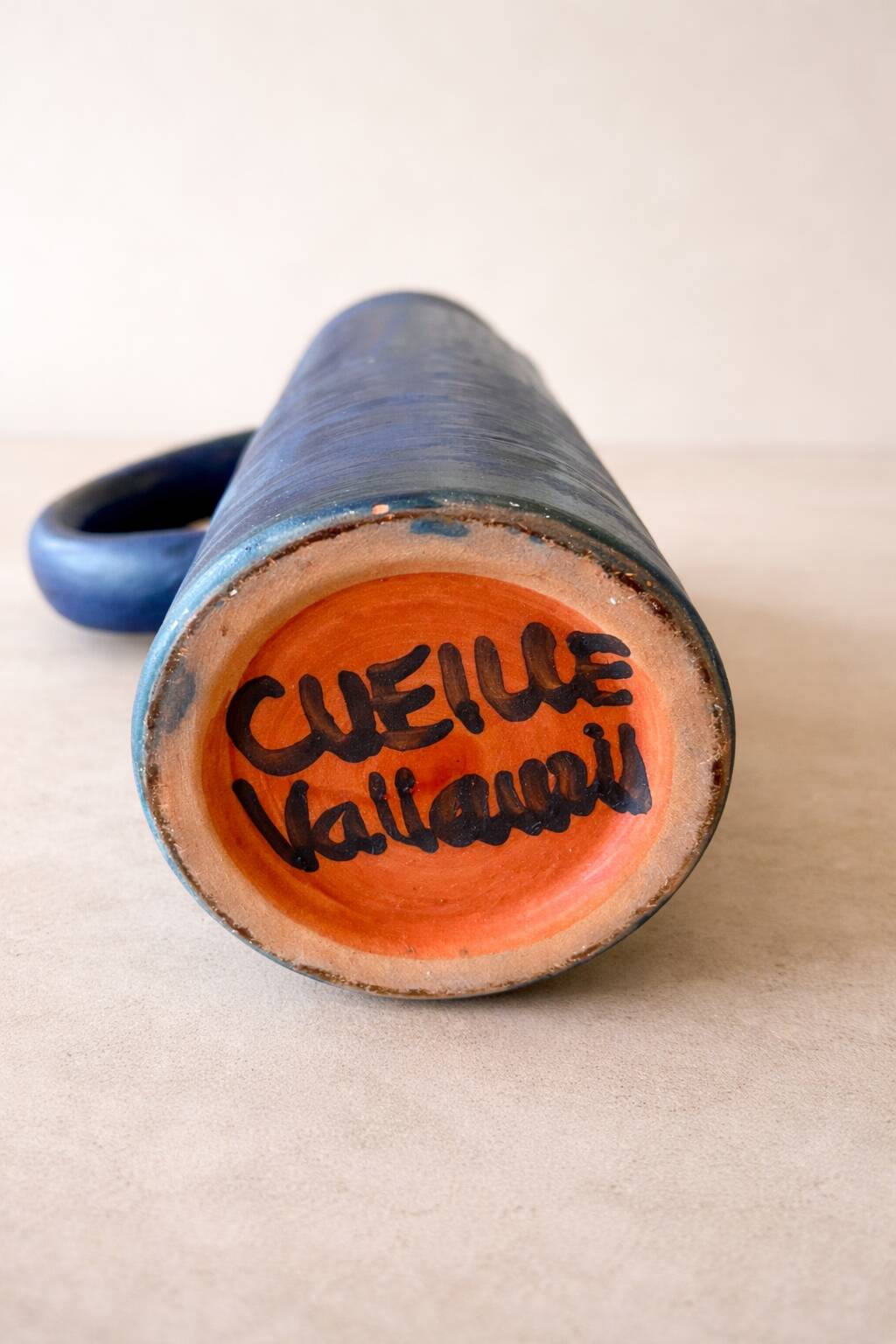 Blue ceramic vase – Vallauris, 20th century