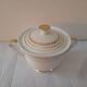 Porcelain sugar bowl Limoges Lanternier – gold decoration – 1950s–1960s