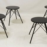 Set of 4 stools in black lacquered wood