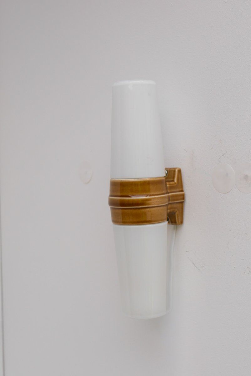 Vintage porcelain bathroom light by Sigvard Bernadotte for Ifö, 1960