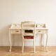 Ensemble bureau secrétaire rétro et sa chaise en bois beige