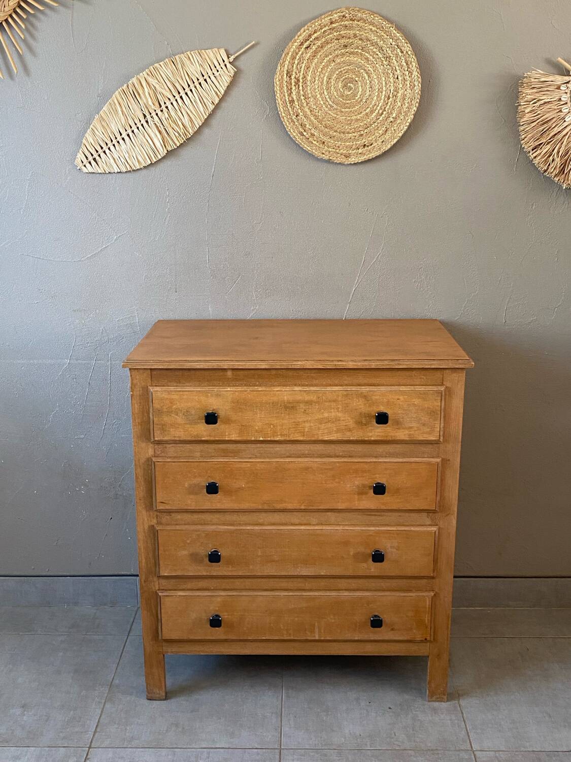 Vintage light oak chest of drawers