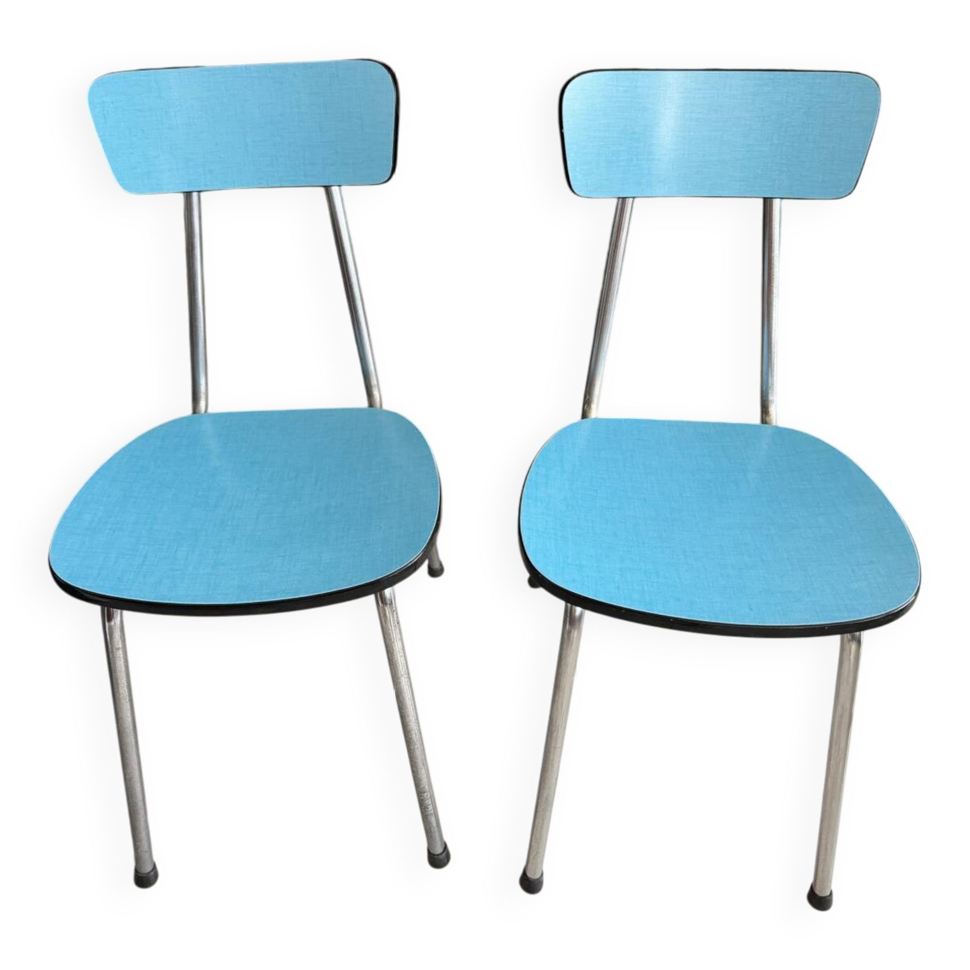 Pair of vintage blue Formica chairs