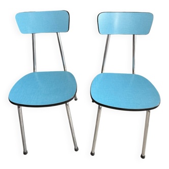 Pair of vintage blue Formica chairs