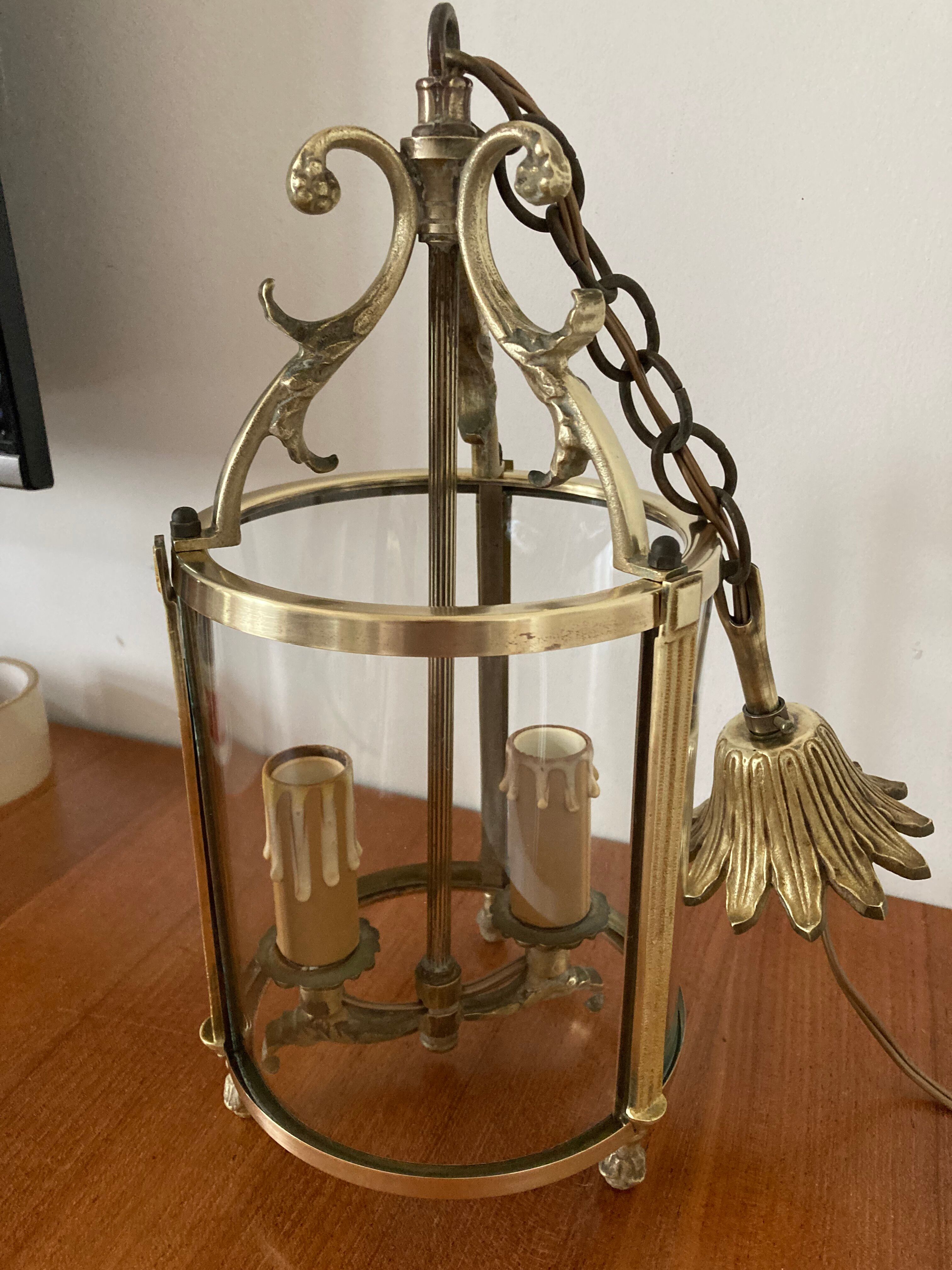 Vestibule lantern, gilded bronze, Louis XVI style